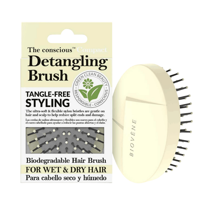 Biovene The Conscious Compact – Hair Brush for Women, Canary Yellow, For Styling