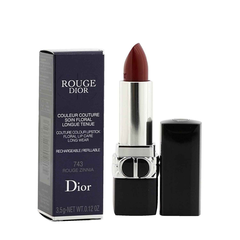 Christian Dior Couture Colour Satin Finish – Cream Lipstick for Women, 743, Rouge Zinnia, Refillable, 3.5 g