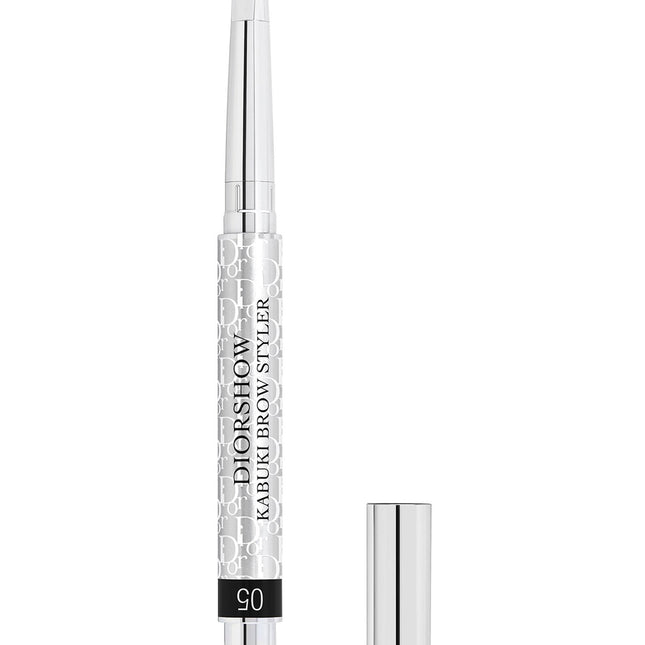 Christian Dior Diorshow Kabuki Double-Ended – Eyebrow Cream Pencil & Brush 2-in-1 for Women, 05, Black, 0.09 g
