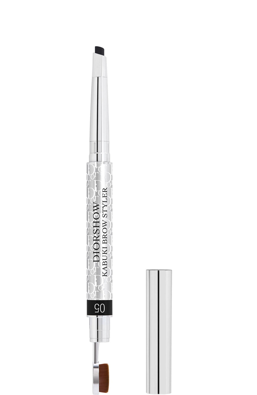 Christian Dior Diorshow Kabuki Double-Ended – Eyebrow Cream Pencil & Brush 2-in-1 for Women, 05, Black, 0.09 g