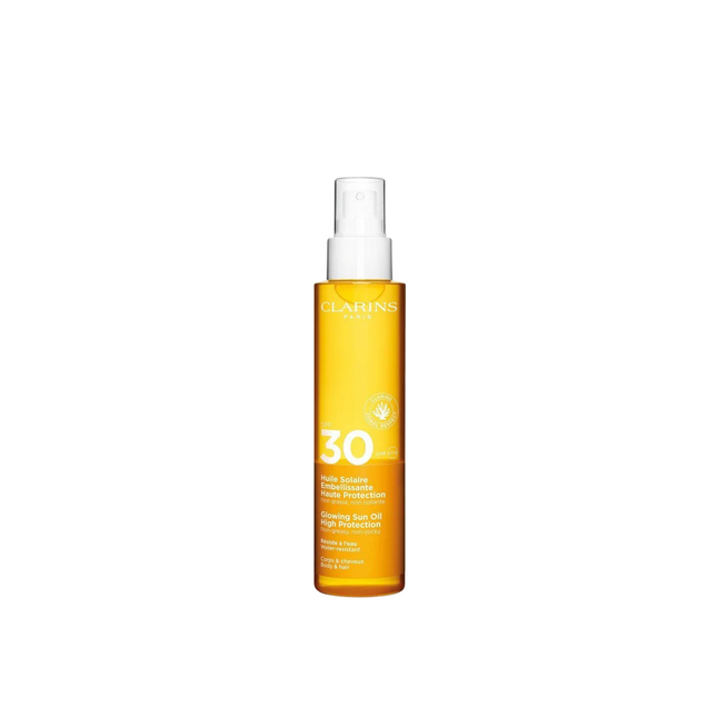 Clarins Glowing Sun Hydrating UV Protection – Sunscreen Spray for Women, SPF 30, 150 ml