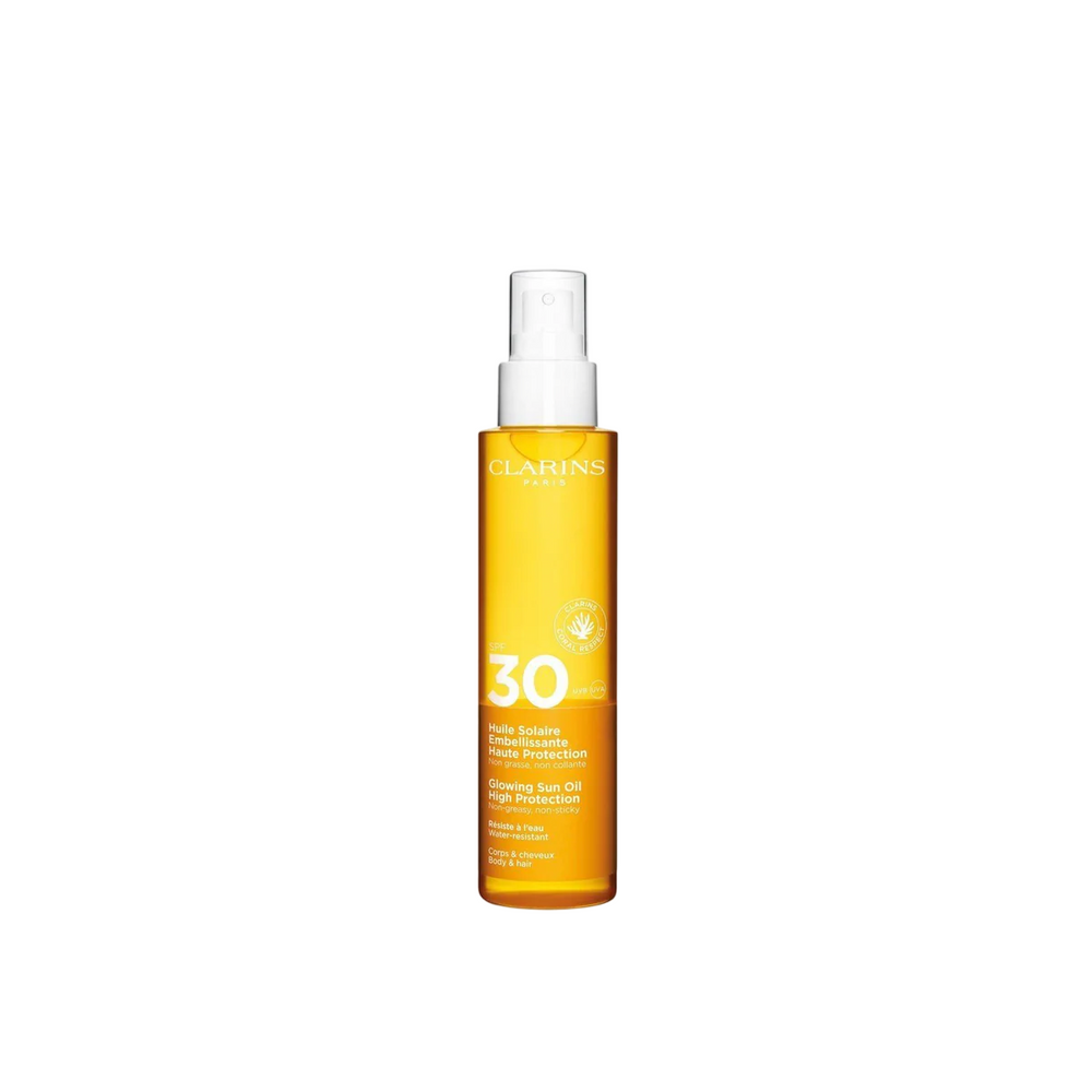 Clarins Glowing Sun Hydrating UV Protection – Sunscreen Spray for Women, SPF 30, 150 ml