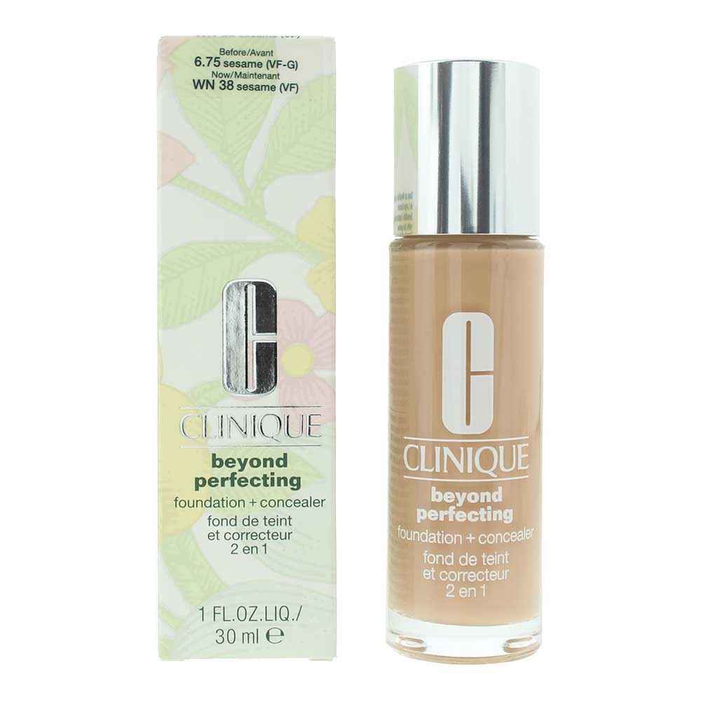 Clinique Beyond Perfecting Full Coverage – Liquid Foundation & Concealer 2-in-1 for Women, 38, Sesame, 30 ml