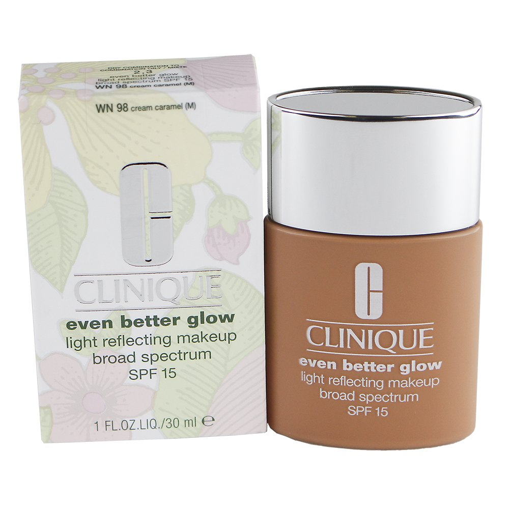 Clinique Even Better Glow Light Reflecting – Liquid Foundation for Women, WN 98, Cream Caramel, SPF 15, 30 ml