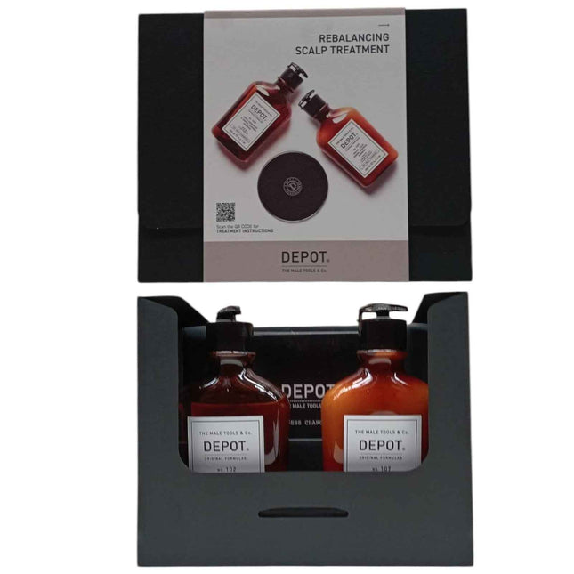 Depot Consumer Kit A Set Depot: 100 Hair Cleansing No. 102 Botanical Complex – Hair Shampoo for Men, Anti-Dandruff & Sebum Control, 250 ml + 100 Hair Cleansing No. 107, Kaolin, For Regulation Of Excessive Sebum, 250 ml