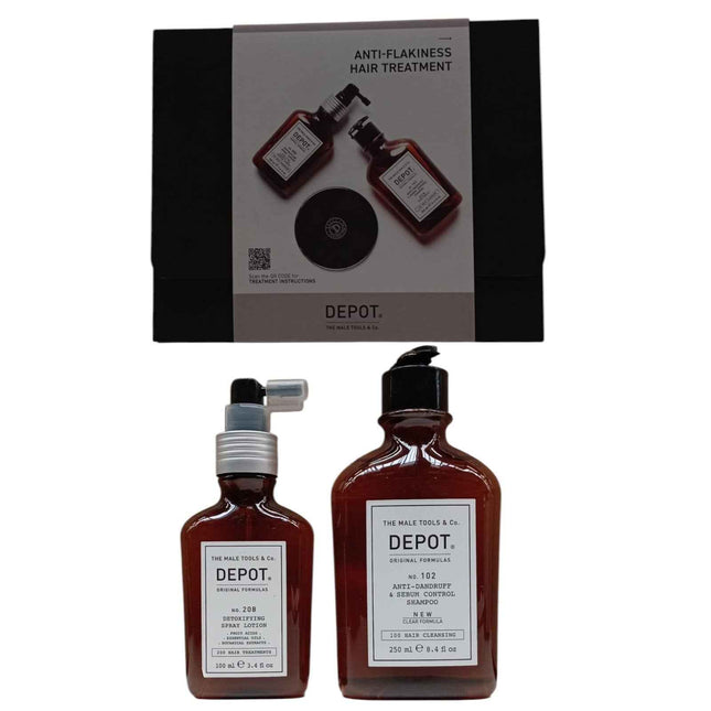 Depot Consumer Kit C Set Depot: 100 Hair Cleansing No. 102 Botanical Complex – Hair Shampoo for Men, Anti-Dandruff & Sebum Control, 250 ml + 200 Hair Treatments No. 208, Botanical Complex, Leave-In Scalp Treatment…