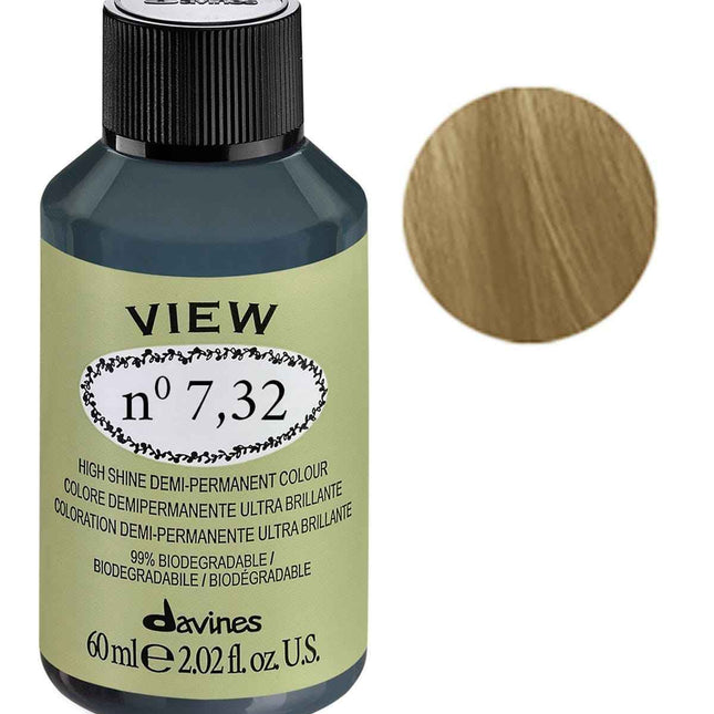 Davines View – Demi-Permanent Hair Dye for Women, 7.32, 60 ml