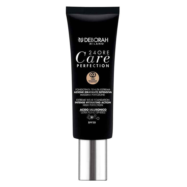 Deborah 24 Ore Care Perfection Hydrating – Liquid Foundation for Women, 03, Sand, SPF 20, 30 ml Tester