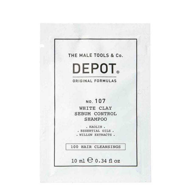 Depot 100 Hair Cleansing No. 107 Kaolin – Hair Shampoo for Men, For Regulation Of Excessive Sebum, 10 ml