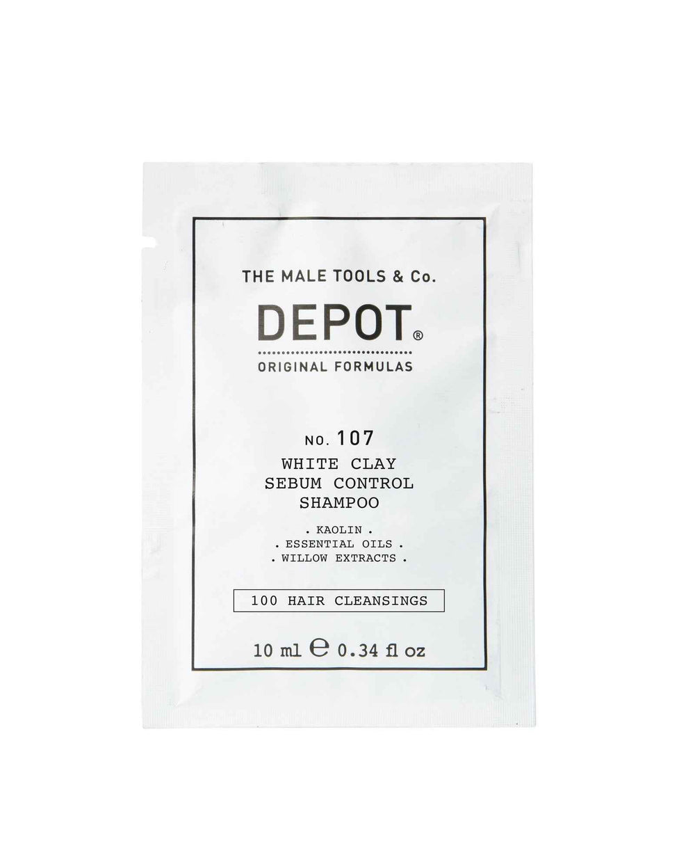 Depot 100 Hair Cleansing No. 107 Kaolin – Hair Shampoo for Men, For Regulation Of Excessive Sebum, 10 ml