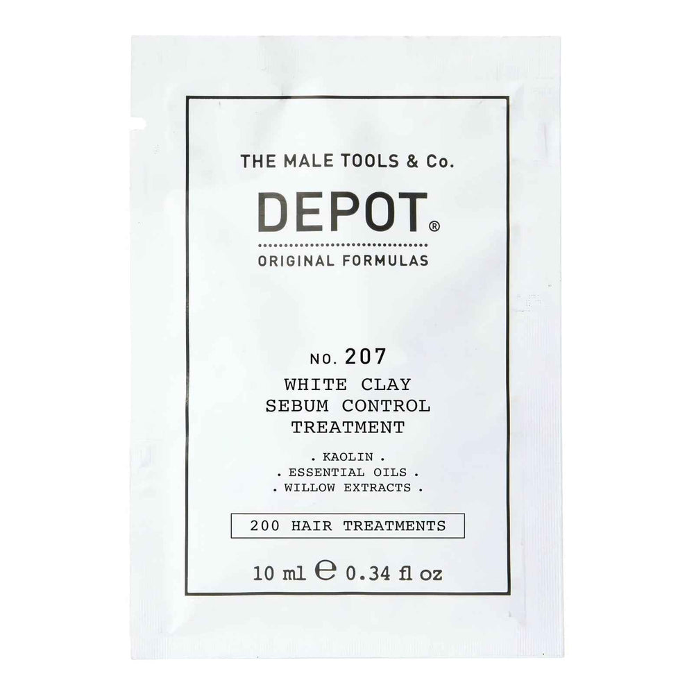 Depot 200 Hair Treatments No. 207 Kaolin – Scalp Treatment Cream Mask for Men, For Regulation Of Excessive Sebum, 10 ml