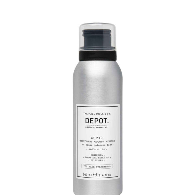 Depot 200 Hair Treatments No. 210 Panthenol – Hair Colour Leave-In Mousse for Men, Anthracite, 100 ml