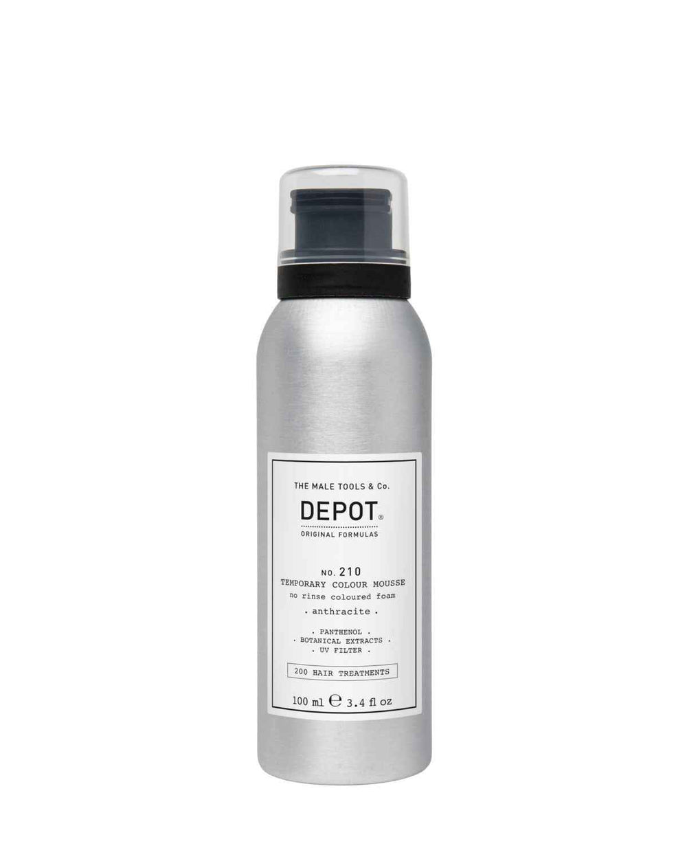 Depot 200 Hair Treatments No. 210 Panthenol – Hair Colour Leave-In Mousse for Men, Anthracite, 100 ml