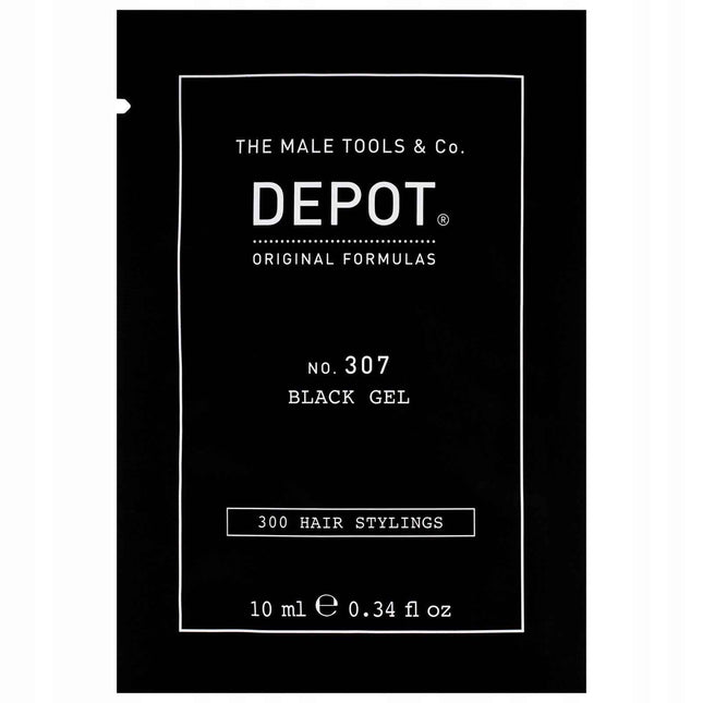 Depot 300 Hair Stylings No. 307 Black Botanical Complex – Hair Styling Gel for Men, Temporary Coverage & Volume, Medium Hold, 10 ml