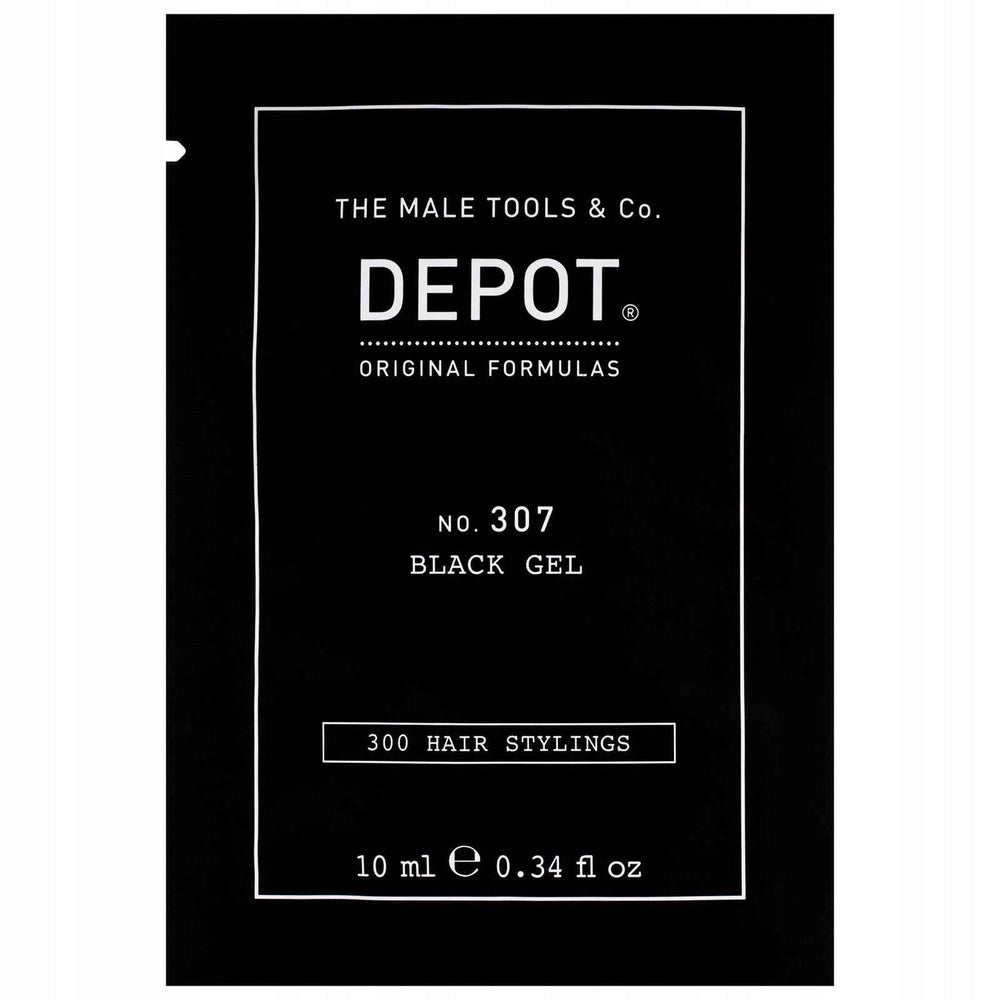 Depot 300 Hair Stylings No. 307 Black Botanical Complex – Hair Styling Gel for Men, Temporary Coverage & Volume, Medium Hold, 10 ml