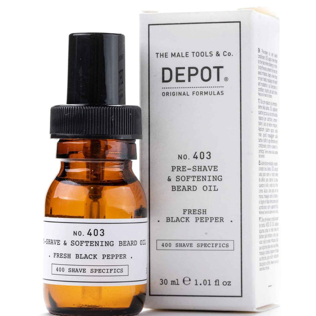 Depot 400 Shave Specifics No. 403 Fresh Black Pepper Softening – Pre-Shaving Oil for Men, 30 ml