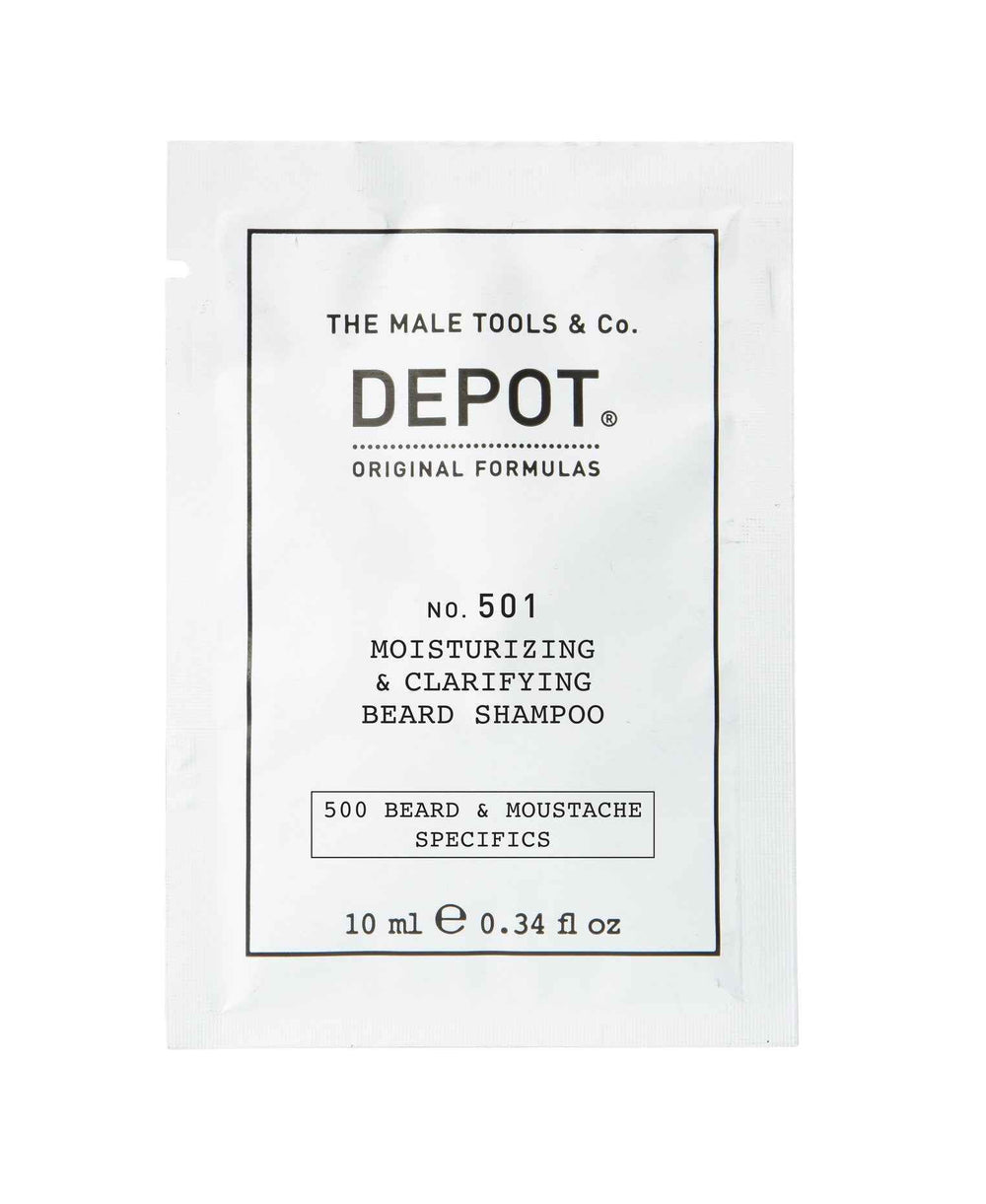 Depot 500 Beard & Mustache Specifics No. 501 Pro-Vitamin B5 – Beard Shampoo for Men, Moisturizing & Clarifying, 10 ml