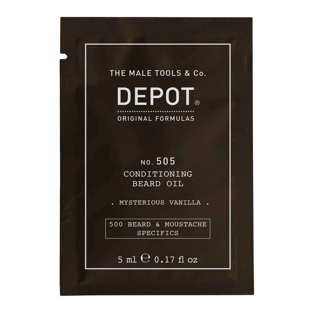 Depot 500 Beard & Mustache Specifics No. 505 – Beard Oil for Men, Misterious Vanilla, Vitamin E, For Shine & Softness, 5 ml