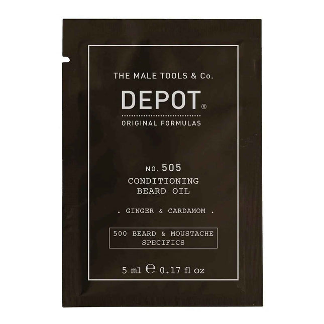 Depot 500 Beard & Mustache Specifics No. 505 – Beard Oil for Men, Ginger & Cardamom, For Shine & Softness, 5 ml