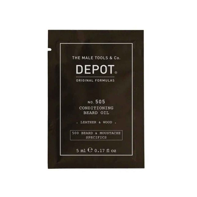 Depot 500 Beard & Mustache Specifics No. 505 – Beard Oil for Men, Leather & Wood, Vitamin E, For Shine & Softness, 5 ml