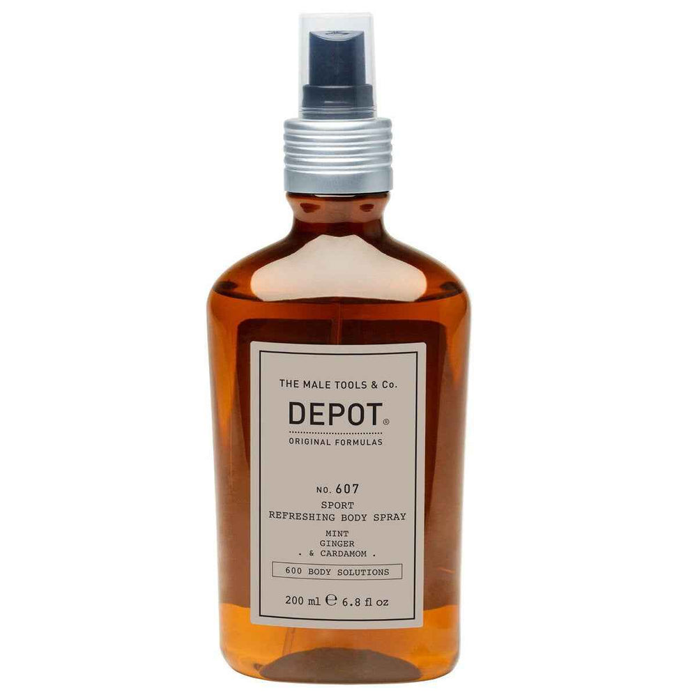 Depot 600 Body Solutions No. 607 Botanical Complex Refreshing – Body Spray for Men, For Face & Body, Mint, Ginger & Cardamom, 200 ml