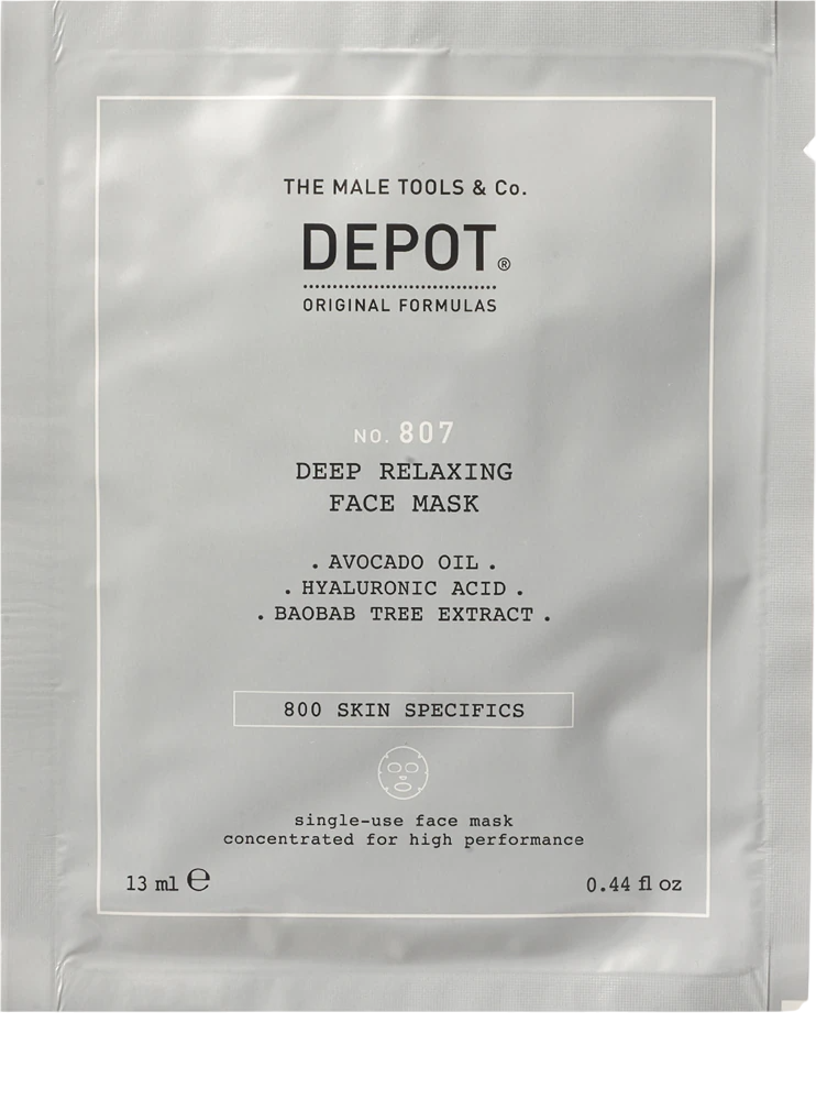 Depot 800 Skin Specifics No. 807 Hyaluronic Acid Nutri-Soothing – Sheet Mask for Men, For Face, 13 ml