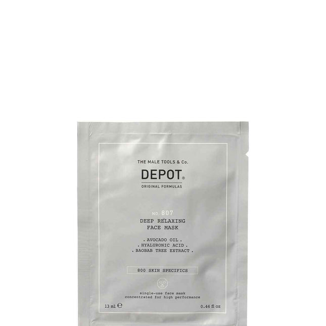 Depot Set Depot 800 Skin Specifics No. 807 Hyaluronic Acid Soothing/Hydrating & Nourishing – Sheet Mask for Men, For Face, Day, 12 pcs, 13 ml