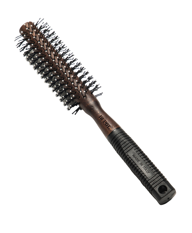 Depot Accessories No. 724 Round – Hair Brush for Men, Black/Brown, Size S, For Styling