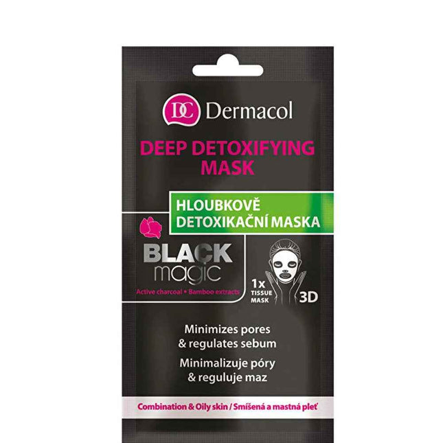 Dermacol Black Magic Activated Charcoal Detoxifying – Sheet Mask for Women, For Face, 15 ml Tester