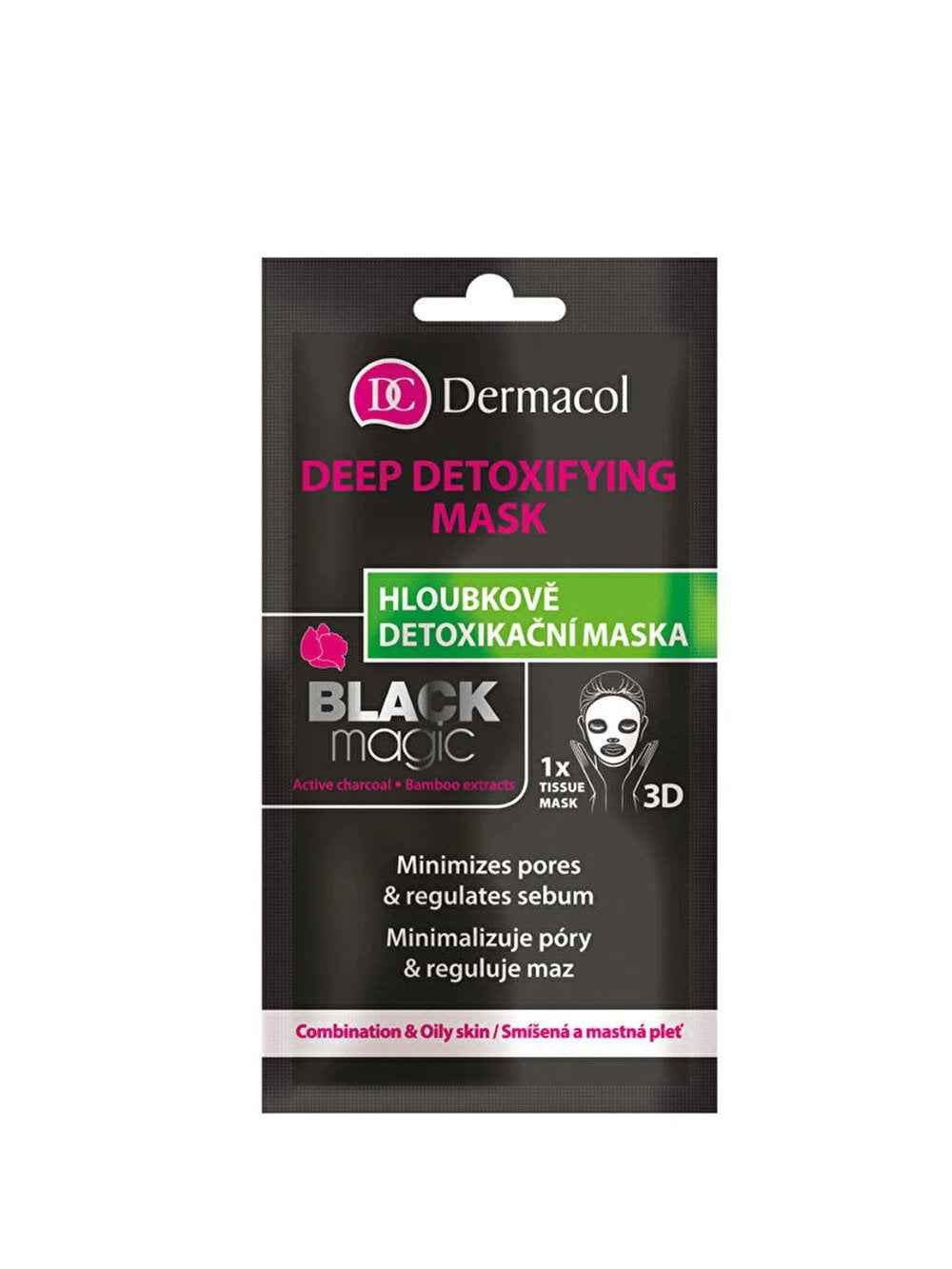Dermacol Black Magic Activated Charcoal Detoxifying – Sheet Mask for Women, For Face, 15 ml Tester