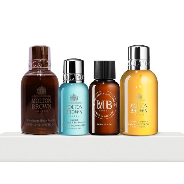 Molton Brown Discovery Collection Set Molton Brown: Black Peppercorn – Shower Gel Unisex, 50 ml + Coastal Cypress & Sea Fennel, 30 ml + Mandarin & Clary Sage, 30 ml + Vetiver & Grapefruit, 50 ml