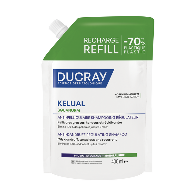 Ducray Kelual Squanorm – Hair Treatment Shampoo Unisex, Anti-Dandruff, For Scalp With Oily Dandruf, Refill, 400 ml