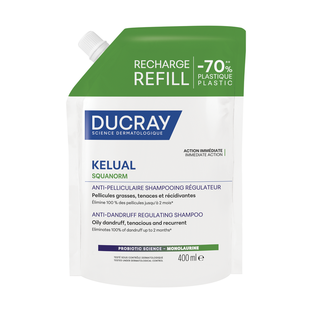 Ducray Kelual Squanorm – Hair Treatment Shampoo Unisex, Anti-Dandruff, For Scalp With Oily Dandruf, Refill, 400 ml