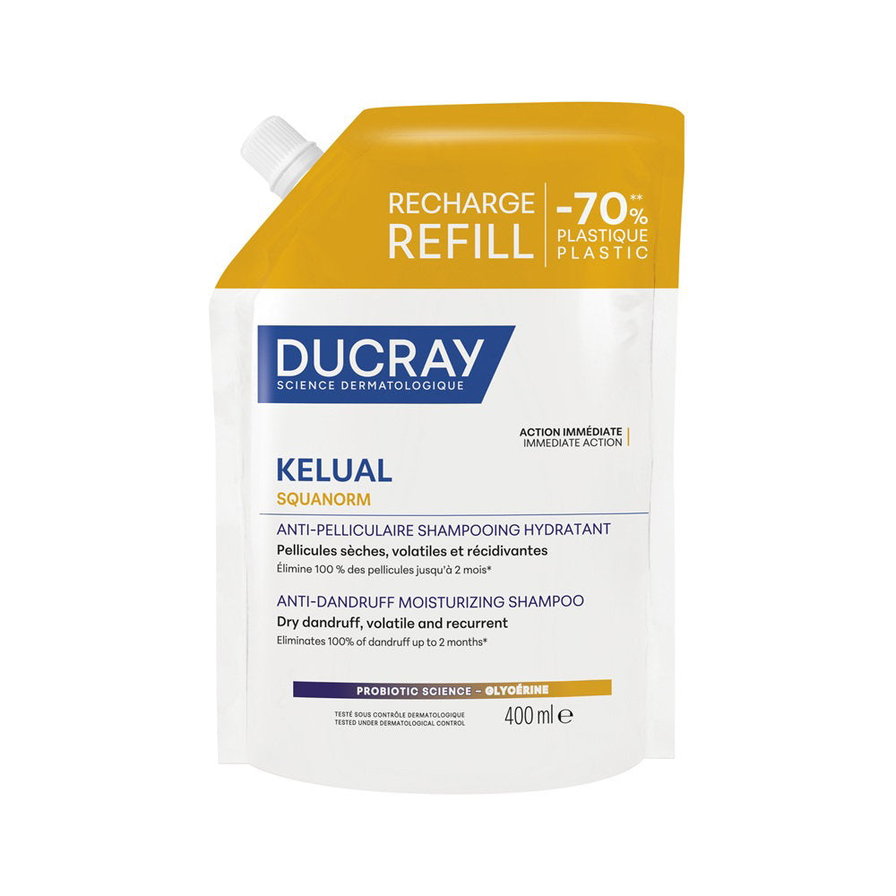 Ducray Kelual Squanorm – Hair Treatment Shampoo Unisex, Anti-Dandruff, For Scalp With Dry Dandruff, Refill, 400 ml
