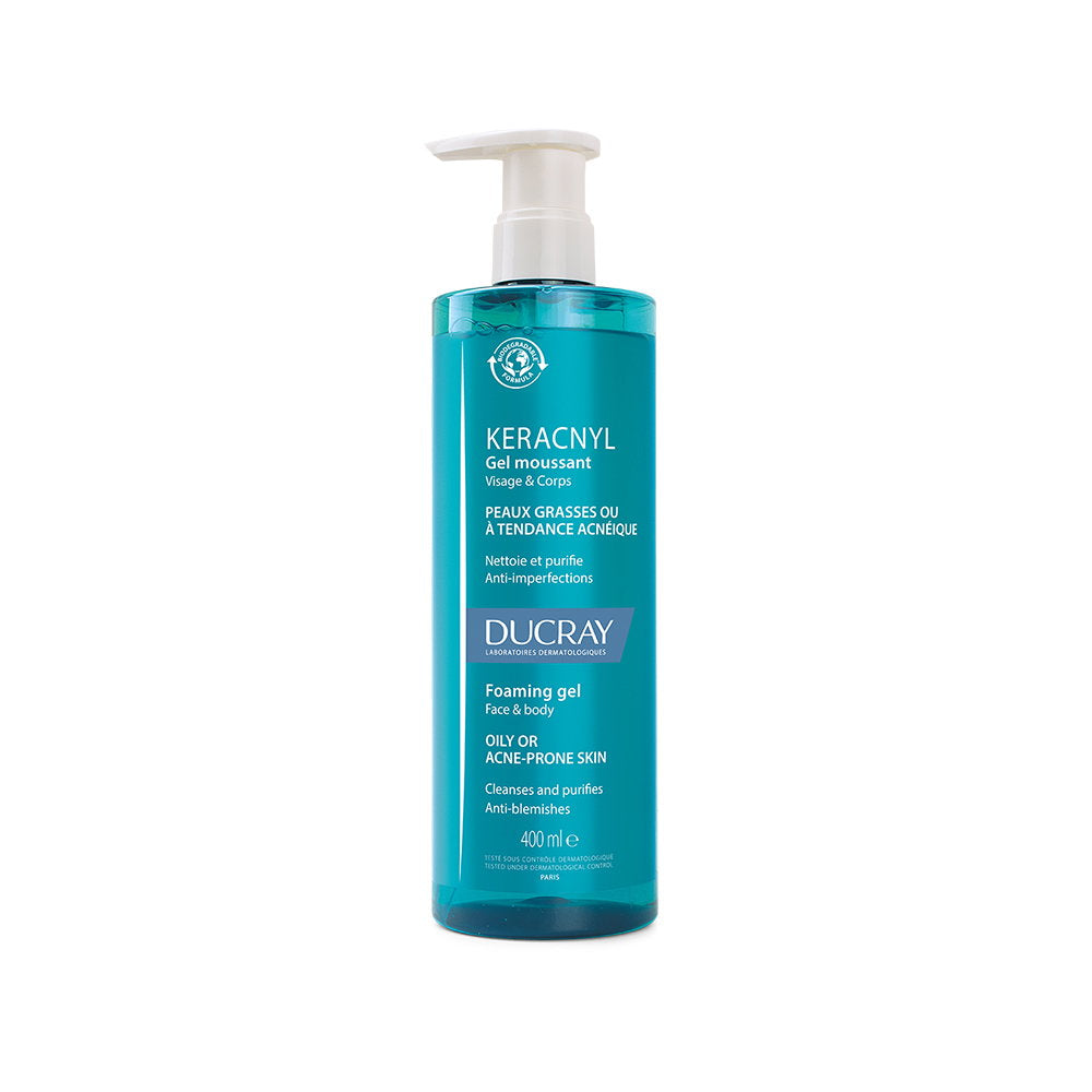 Ducray Keracnyl Anti-Acnee – Cleansing Gel Unisex, For Face & Body, 400 ml