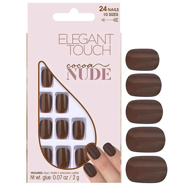 Elegant Touch Set Elegant Touch Nude Squoval – Artificial Nails for Women, Cocoa, 24 pcs