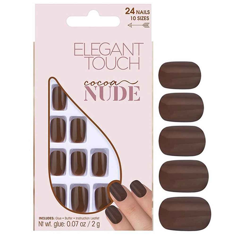 Elegant Touch Set Elegant Touch Nude Squoval – Artificial Nails for Women, Cocoa, 24 pcs