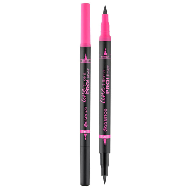 Essence Line It Like a Pro! Double-Ended – Liquid Eyeliner for Women, 01, Black, 1.2 ml