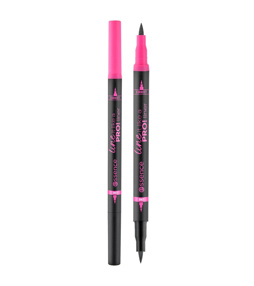 Essence Line It Like a Pro! Double-Ended – Liquid Eyeliner for Women, 01, Black, 1.2 ml