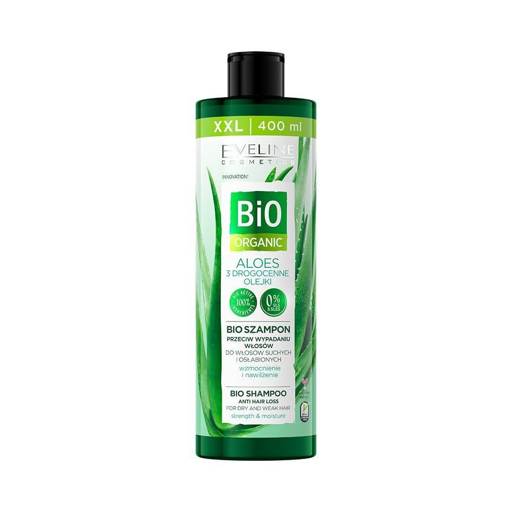 Eveline Cosmetics Bio Organic Aloe – Hair Shampoo for Women, Anti-Hair Loss, 400 ml