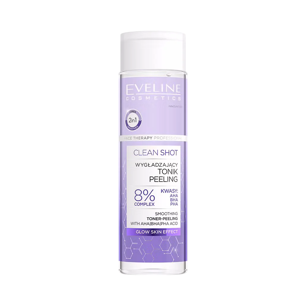 Eveline Cosmetics Clean Shot Peeling – Tonic Lotion for Women, For Face, 200 ml