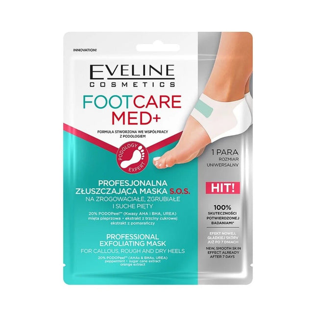 Eveline Cosmetics Foot Care Med Exfoliating – Foot Sheet Mask for Women, 2 pcs