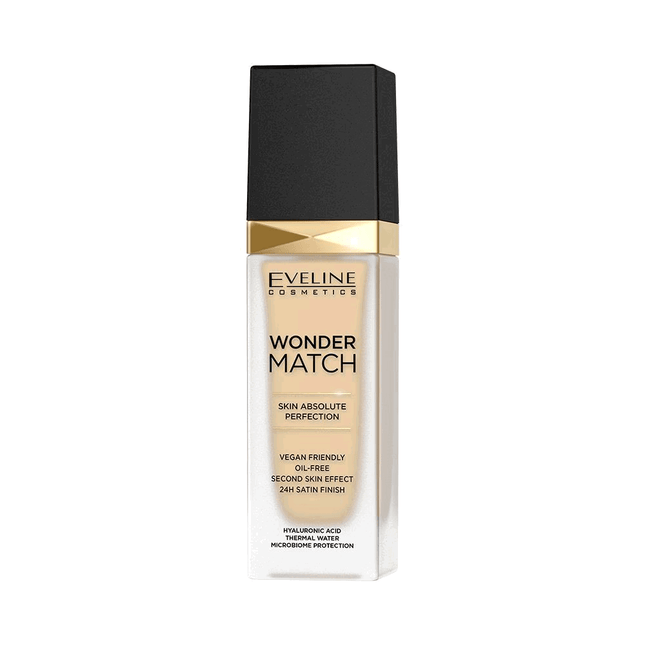 Eveline Cosmetics Wonder Match Skin Absolute Perfection Hydrating – Liquid Foundation for Women, 05, Light Porcelain, 30 ml
