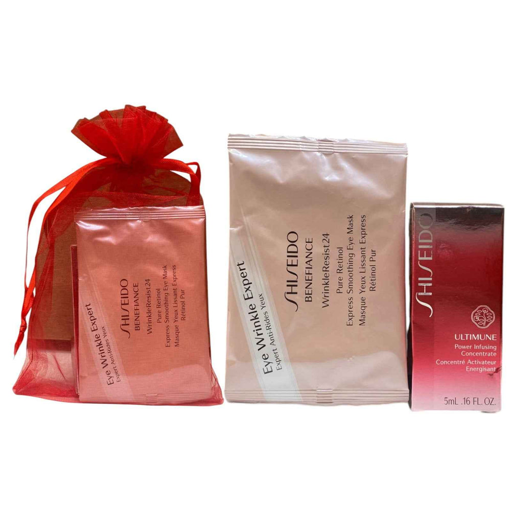 Shiseido Eye2Eye Set Shiseido: Ultimune Power Infusing Energising – Serum for Women, For Face, 5 ml + Benefiance WrinkleResist24, Retinol, Smoothing, Under-Eye Mask Patch, 2 pcs