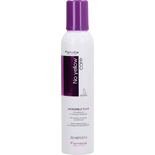 Fanola No Yellow Incredible – Hair Leave-In Foam Conditioner for Women, For Neutralisation Of Yellow Tones, 250 ml