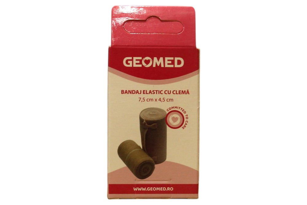 Geomed Elastic Bandages Unisex, With Clips, 7.5 cm x 4.5 m