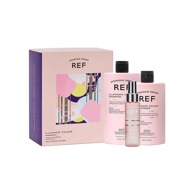 Ref Stockholm Gift Box Set Ref Stockholm: Illuminate Colour – Acai Oil Unisex, Hair Shampoo, Enhances Shine, 285 ml + Illuminate Colour, Sulfates-Free, Hair Conditioner, Nourishes And Enhances Tone, 245 ml + Shine…