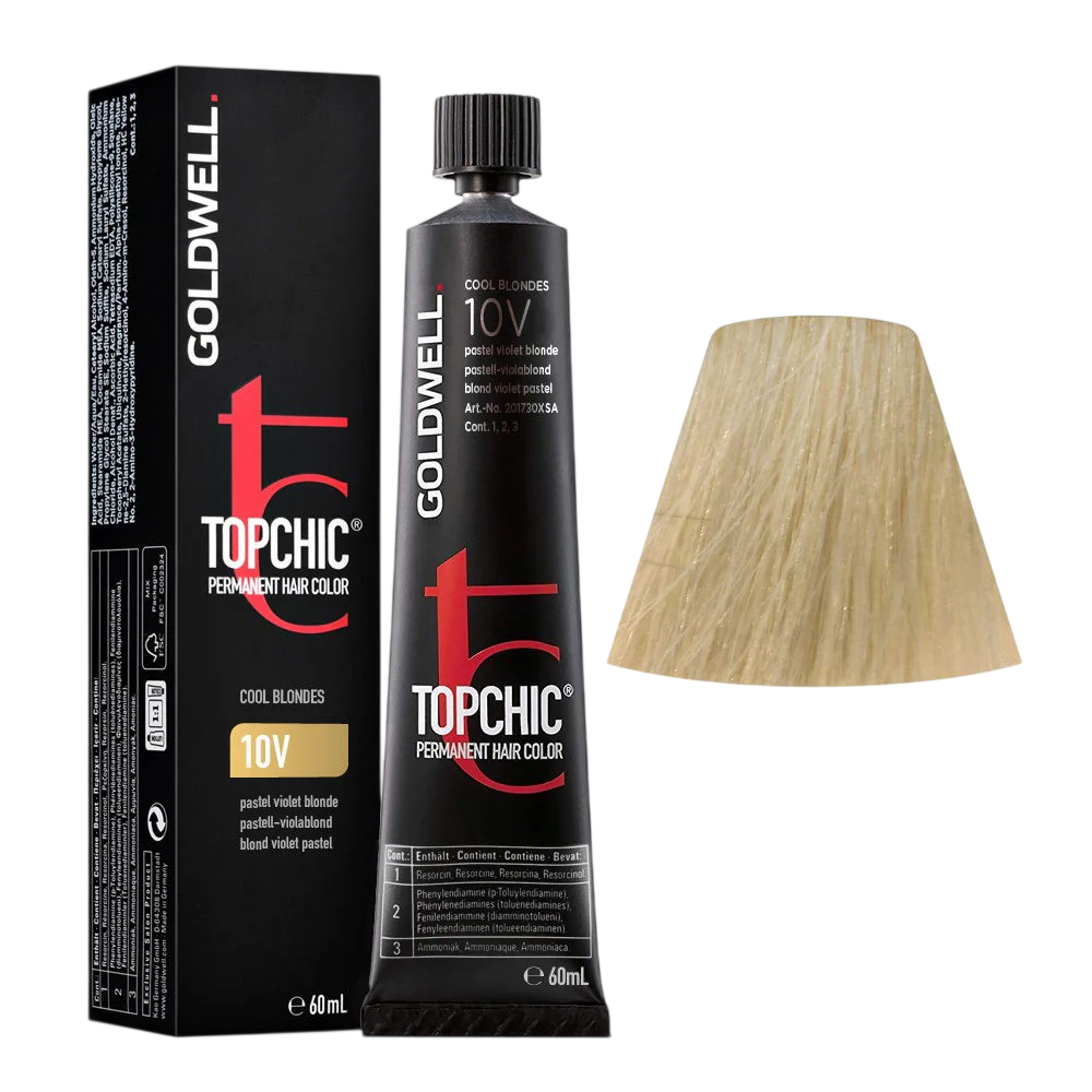 Goldwell TopChic – Permanent Hair Dye for Women, 10V Pastel Violet Blonde, 60 ml