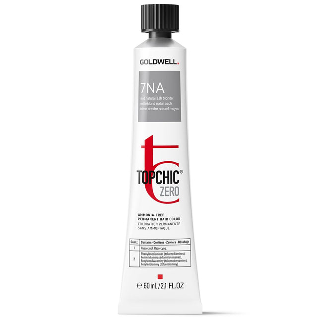 Goldwell TopChic Zero Ammonia Free – Permanent Hair Dye for Women, 7NA Mid Natural Ash Blonde, 60 ml