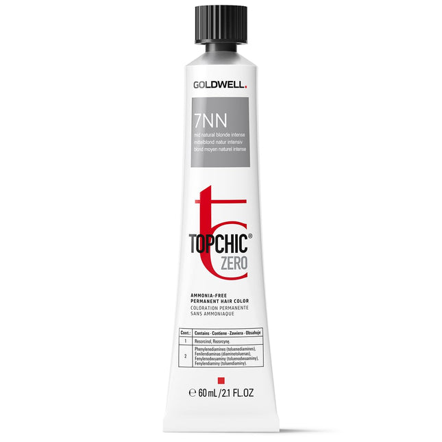 Goldwell TopChic Zero Ammonia-Free – Permanent Hair Dye for Women, 7NN Mid Natural Blonde Intense, 60 ml